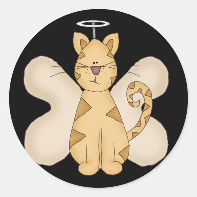 Angel Cat Tshirts und Geschenke Runder Aufkleber (Vorderseite)