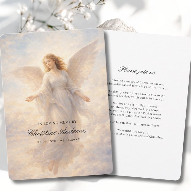 Angel Celebration of Life Funeral Einladung (Angel Celebration of Life Funeral Invitation. Print & Instant Download.)