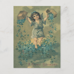 Angel Cherub Basket Vergiss-Me-Not Postkarte
