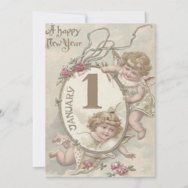 Angel Cherub Rose Einladung (Vorderseite)