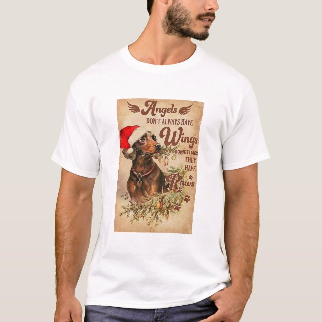 Angel Christmas Dackeln T-Shirt (Vorderseite)