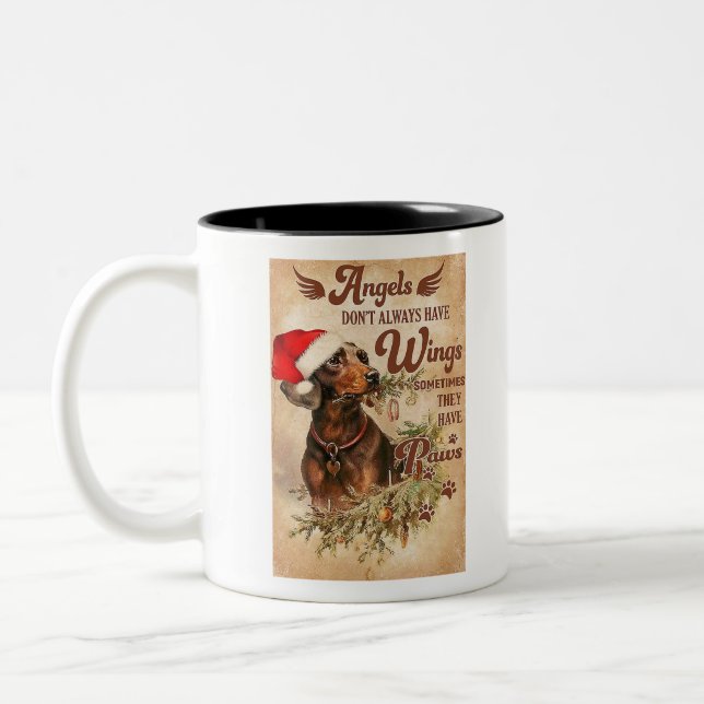 Angel Christmas Dackeln Zweifarbige Tasse (Links)