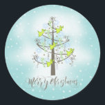Angel Christmas Tree Blue ID197 Runder Aufkleber<br><div class="desc">Ein einzigartiger stilisierter Weihnachtsbaum,  überragt von Engeln,  Bonbons und Tinkel,  ist Set auf einem Hintergrund von winzigen Schneeflocken für das Design dieses markanten Produkts. Der schöne Skripttext von "Frohe Weihnachten" ist optional und kann bei Bedarf gelöscht werden. Suchen Sie ID197 um weitere Produkte mit diesem Design zu sehen.</div>