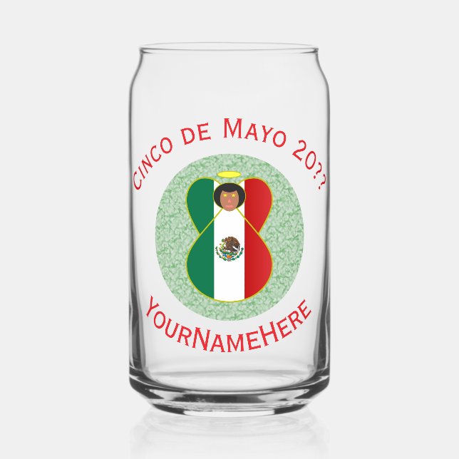 Angel Cinco de Mayo Personalisiert Dosenglas (Vorderseite)