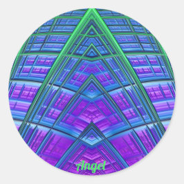 ANGEL ~ Cool! Green Lila Blue Geometric ~ Runder Aufkleber