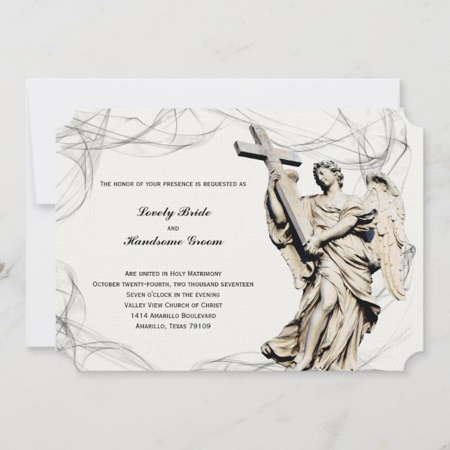 Angel Cross Christlich Hochzeit Einladung (Vorderseite)