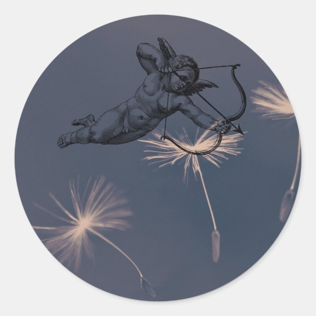 Angel Dandelion Dream Cupid Liebe Runder Aufkleber (Vorderseite)
