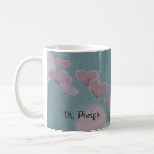 Angel Dank Dr. Nurse Watercolor Herzname Kaffeetasse (Links)