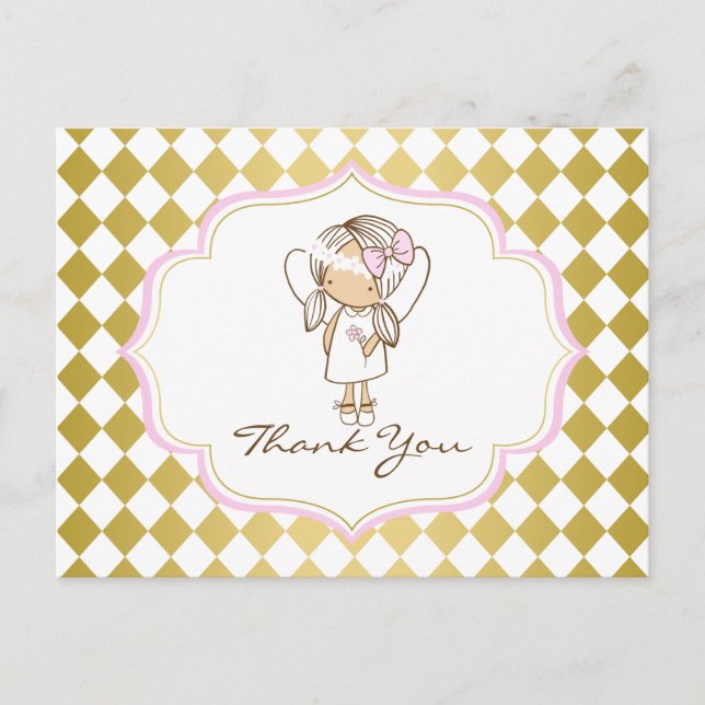 Angel danke Ihnen Postcard Gold & Pink Postkarte (Vorderseite)