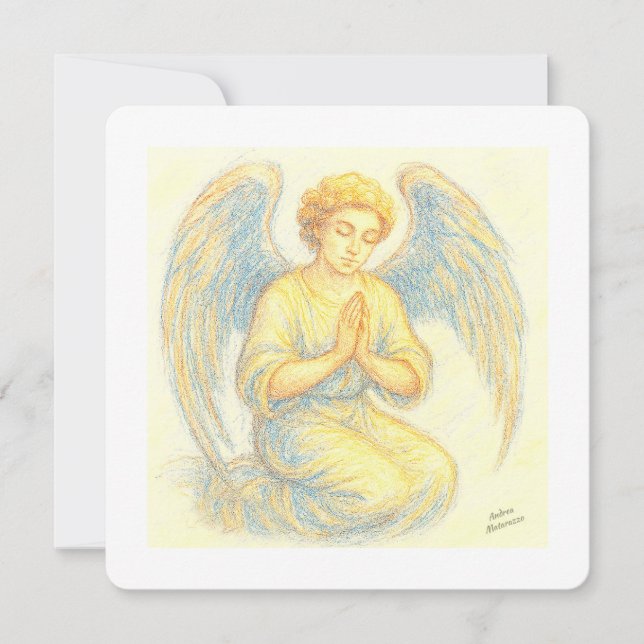 Angel dans la prière Carte de vacances plat (Devant)
