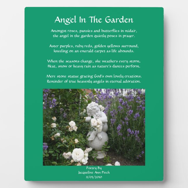 Angel Dans Le Jardin Poème Plaque (Devant)