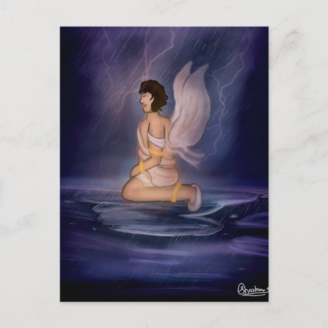 Angel dark blue wall art postkarte (Vorderseite)