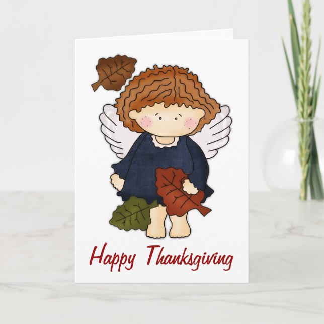 Angel d'automne avec carte Bon thanksgiving Feuill (Devant)
