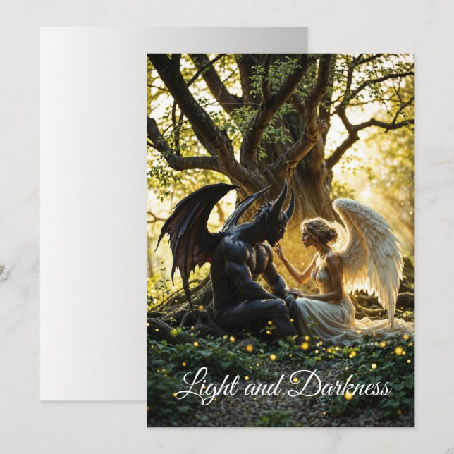 Angel Demon übernatürliches helles Design Einladung (Vorne/Hinten)