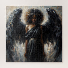 Angel der schwarzen Girl mit dunklen Flügeln