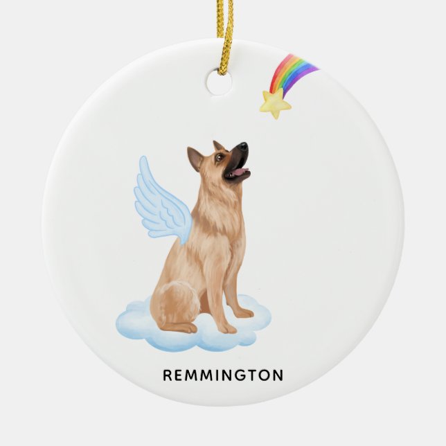Angel Dog Personalisiert Memorial Keramik Ornament (Vorne)