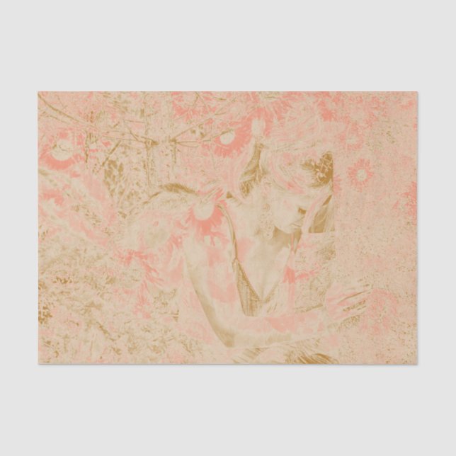 Angel Elegantes Himmlisches Sepia Pink Blauer Anti Seidenpapier (Vorderseite)
