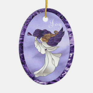 Angel en Verre Violet Vitré Ornement en céramiqu