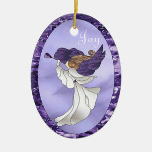 Angel en Verre Violet Vitré Ornement en céramiqu