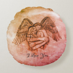 Angel Eros in der Liebe, ich Liebe Sie Rundes Kissen