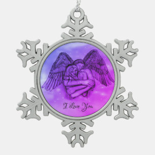 Angel Eros in der Liebe, ich Liebe Sie Schneeflocken Zinn-Ornament