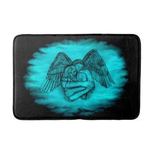 Angel Eros in Liebe , Schwarz und Grün Badematte