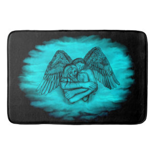 Angel Eros in Liebe , Schwarz und Grün Badematte