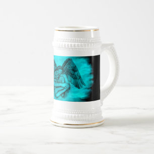 Angel Eros in Liebe , Schwarz und Grün Bierglas