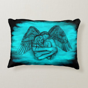 Angel Eros in Liebe , Schwarz und Grün Dekokissen