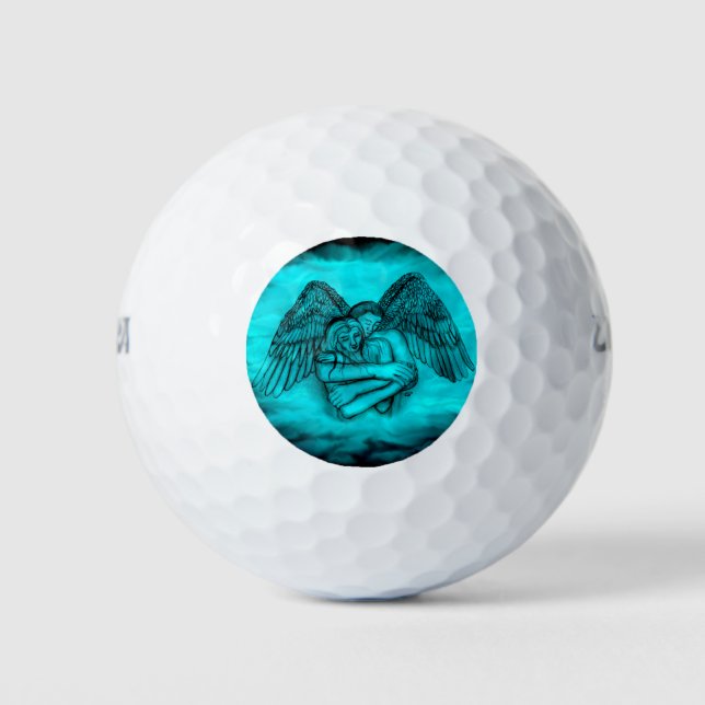 Angel Eros in Liebe , Schwarz und Grün Golfball (Vorderseite)