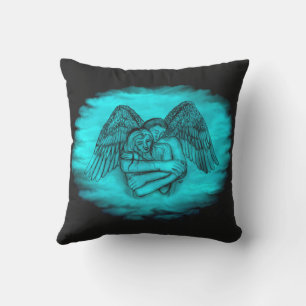 Angel Eros in Liebe , Schwarz und Grün Kissen