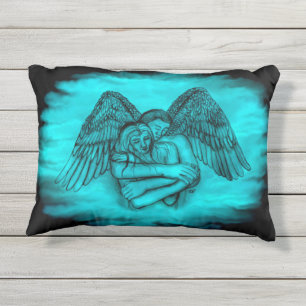 Angel Eros in Liebe , Schwarz und Grün Kissen Für Draußen