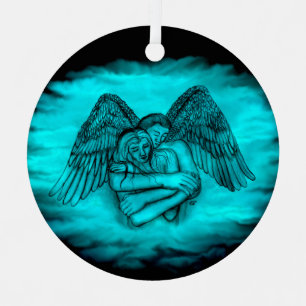 Angel Eros in Liebe , Schwarz und Grün Ornament Aus Metall