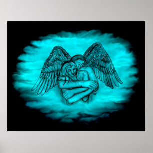 Angel Eros in Liebe , Schwarz und Grün Poster