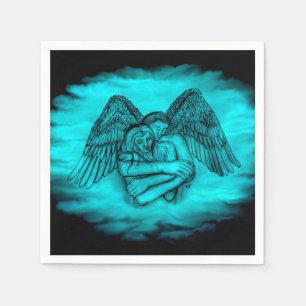 Angel Eros in Liebe , Schwarz und Grün Serviette