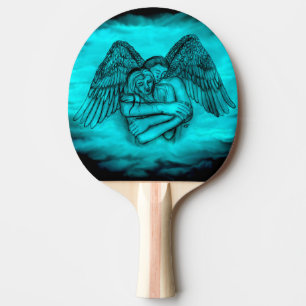 Angel Eros in Liebe , Schwarz und Grün Tischtennis Schläger