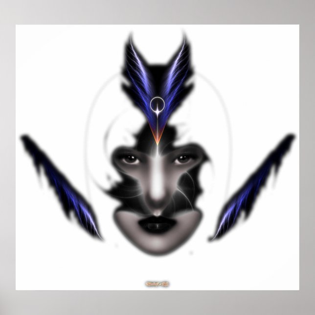 Angel Eyes Ailes Du Vent Fractale Art Wall Poster (Devant)