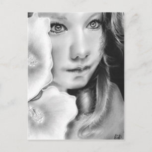 Angel Eyes Girl Blume Postcard Postkarte