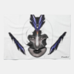 Angel Eyes Wings of Wind Fraktal Kitchtuch Handtuch