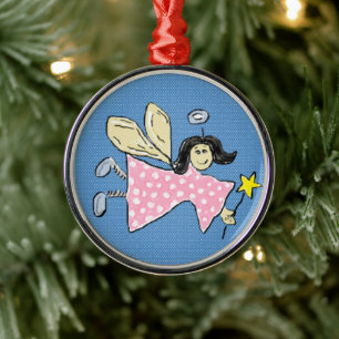 Angel/Fairy Personalisieren rosa Punkte Ornament Aus Metall