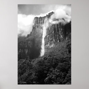 Angel Falls in Schwarz & Weiß Poster