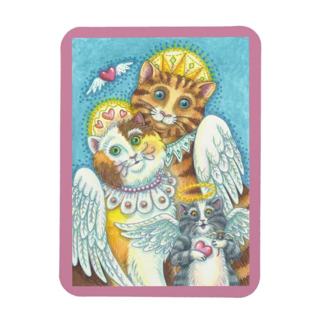 Angel Famille de chats PURSEUR EN MAGNET DU CIEL (Vertical)