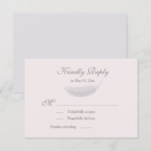 Angel Feather Blush Pink Gray Wedding RSVP Einladung