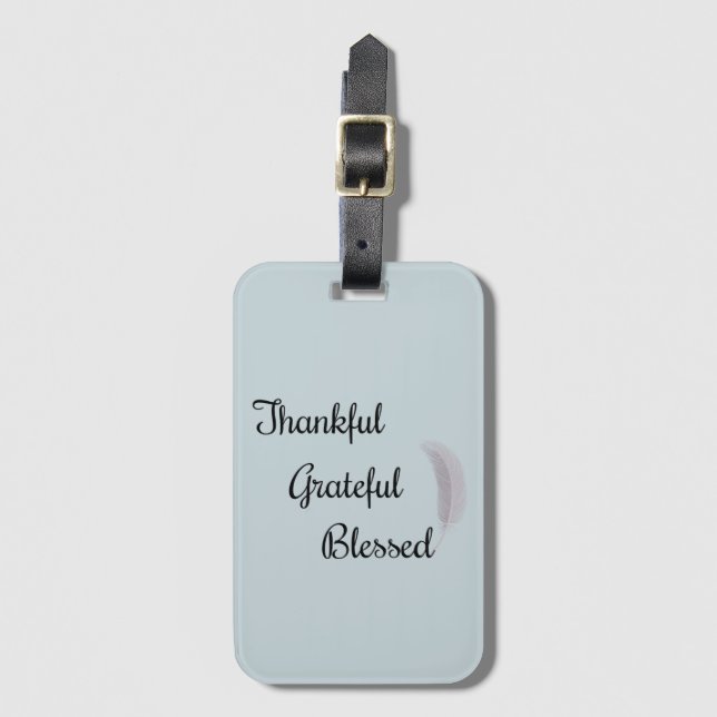 Angel Feather dankbar dankbar, gesegnet Dusty Blue Gepäckanhänger (Vorderseite Vertikal)