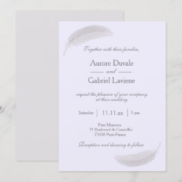 Angel Feather Lilac Lavender Gray Wedding Einladung