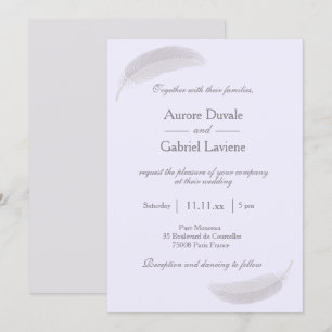 Angel Feather Lilac Lavender Gray Wedding Einladung