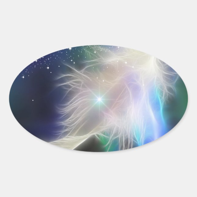 Angel Feather und Stars Ovaler Aufkleber (Vorderseite)