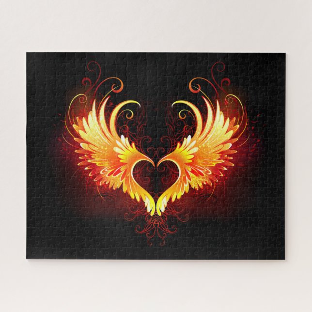 Angel Fire Heart with Wings (Horizontal)
