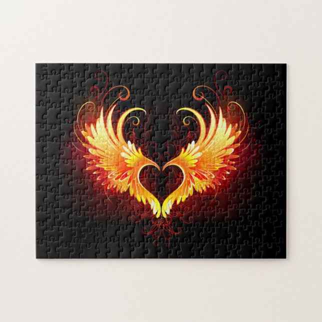 Angel Fire Heart with Wings (Horizontal)