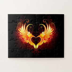 Angel Fire Heart with Wings